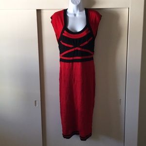 Ashley Stewart plus-sized red and black knit dress